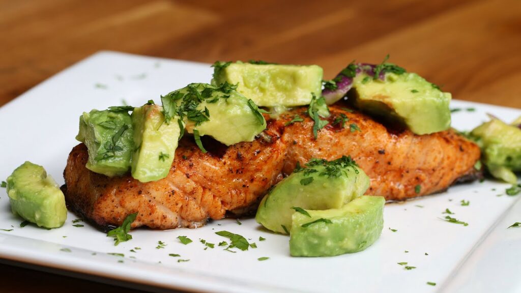 baked salmon with avocado salsa